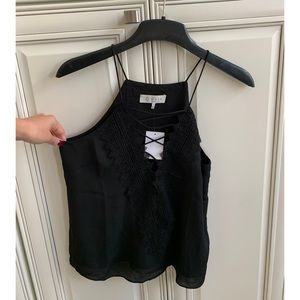 NWT Black lace up tank top